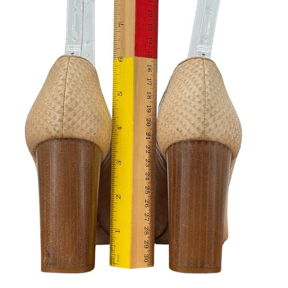 Kate Spade Inella Bootie Heel Women’s 8 Beige Lace Up Peep Toe Snakeskin Leather - Picture 6 of 12